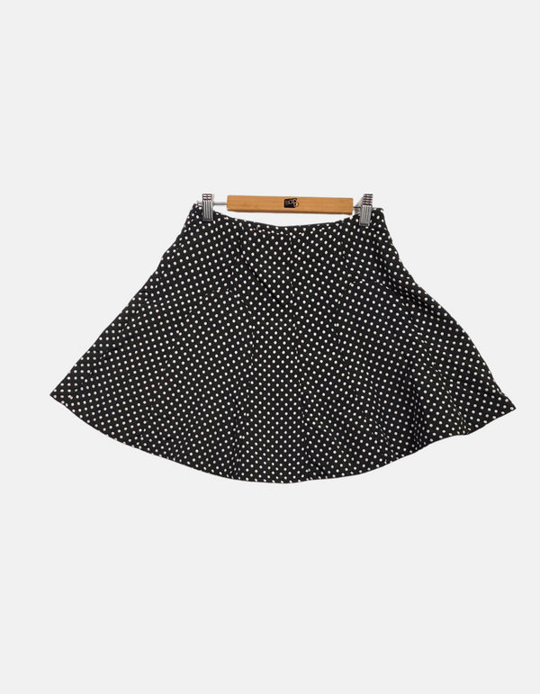 Black and White Polka Dot Flared Skirt